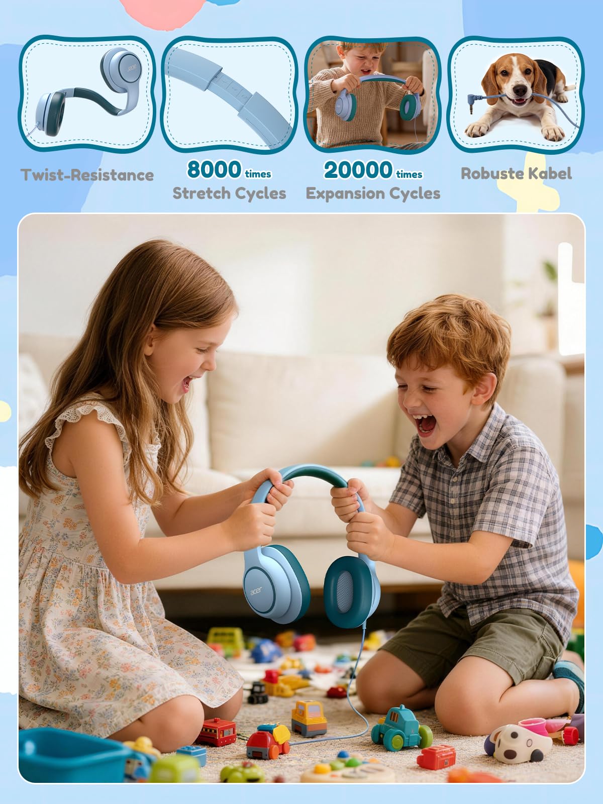 Acer OHW328 Kids Headphones Wired for School - Over Ear Design