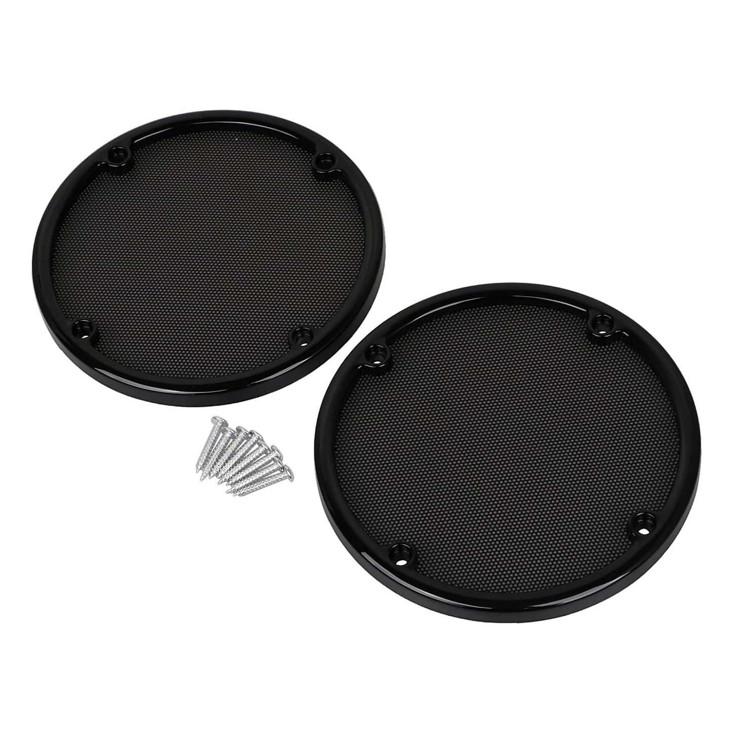 SHMTOOL Black Rear Speaker Trim Grill Cover for Harley Touring Electra Glide FLHTC 1996-2013 Street Glide FLHX 2006-2013, ABS Plastic Trim Ring+Metal