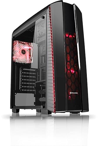 Thermaltake Versa N27 Shadow Blade ATX Gaming Mid Tower Computer Case with 3 Red LED Riing Fan Pre-installed CA-1H6-00M1WN-02, Black/Red