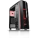 Thermaltake Versa N27 Shadow Blade ATX Gaming Mid Tower Computer Case with 3 Red LED Riing Fan Pre-installed CA-1H6-00M1WN-02, Black/Red