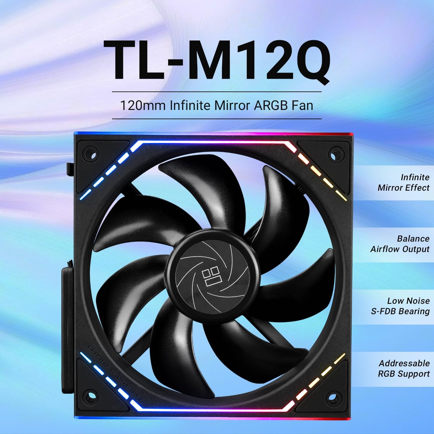 Thermalrlght TL-M12Q Case Fan, CPU Cooler Comes with ARGB Mirror Light Effect,PC PWM Silent Cooling with 2000RPM Speed, Building Blocks Version PC Fan
