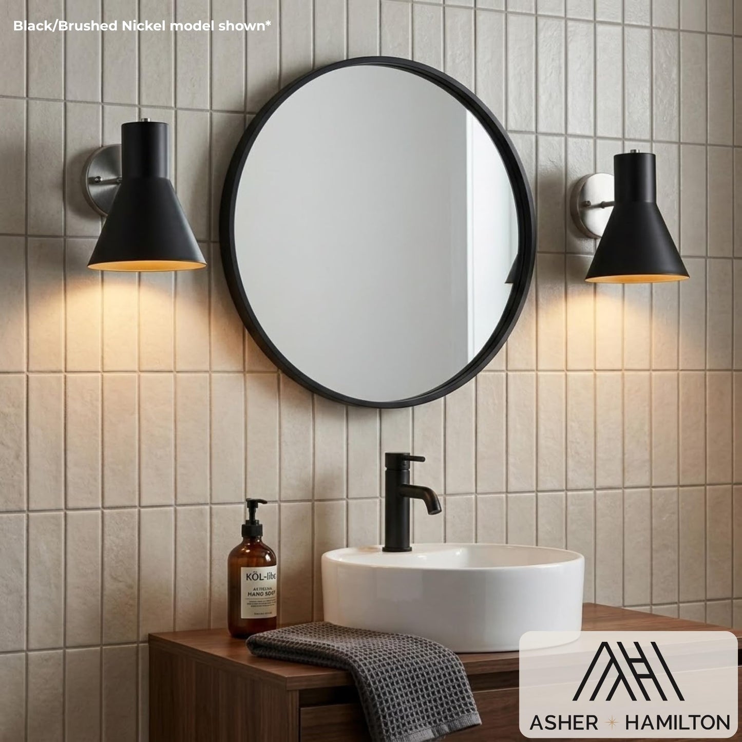 Asher Hamilton AHW-202BK Forge 8.38 Inch Wall Sconce | Dimmable E26 Medium Base Bulb Required Sold Separately | Modern Wall Light Fixture | Damp Rated