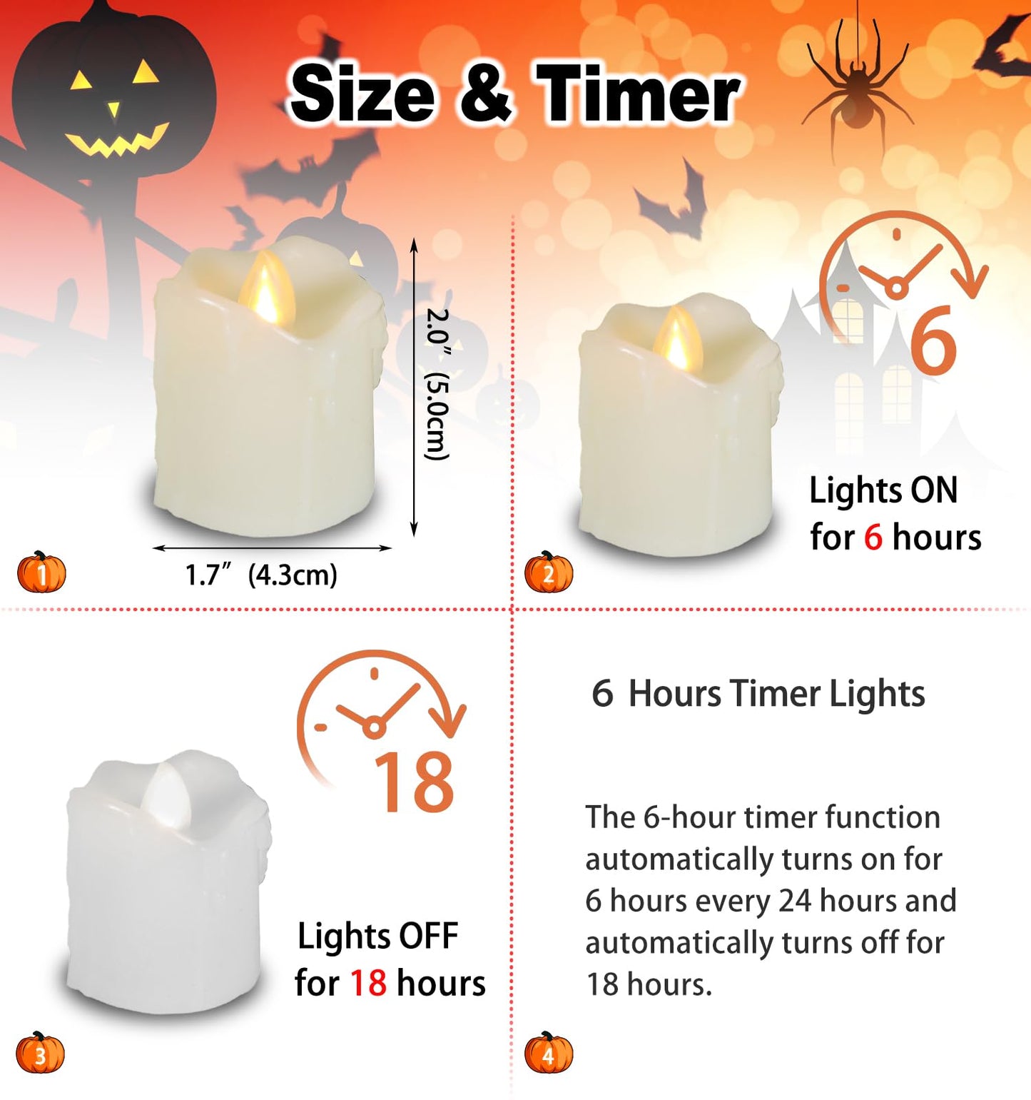 6 Battery Operated LED Votives with Remote Timer Small Unscented Flickering Flameless Electric Candles for Kitchen Home Decor Baptism Wedding Party