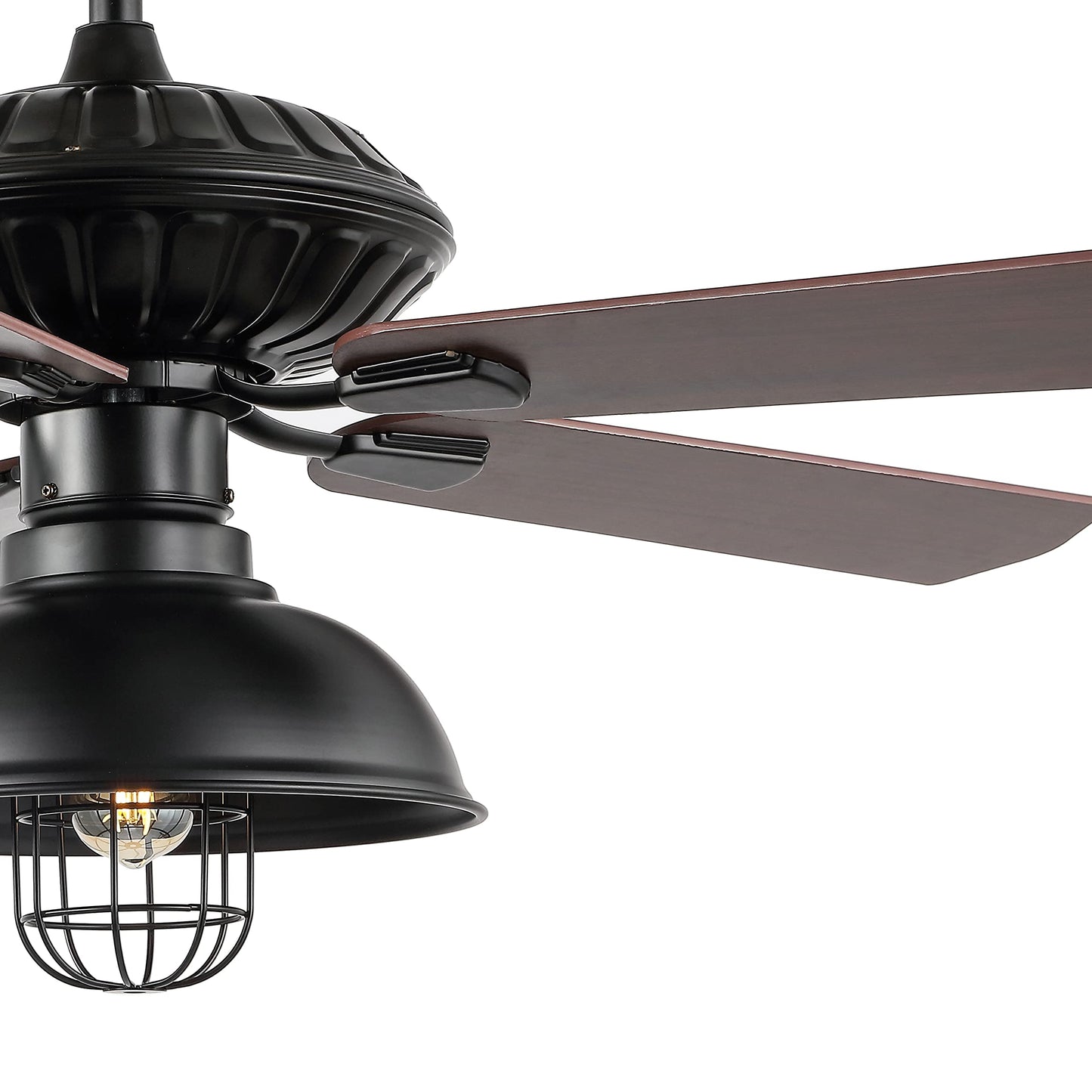 JONATHAN Y Ashton 52" 1-Light Farmhouse Metal Ceiling Fan, Black