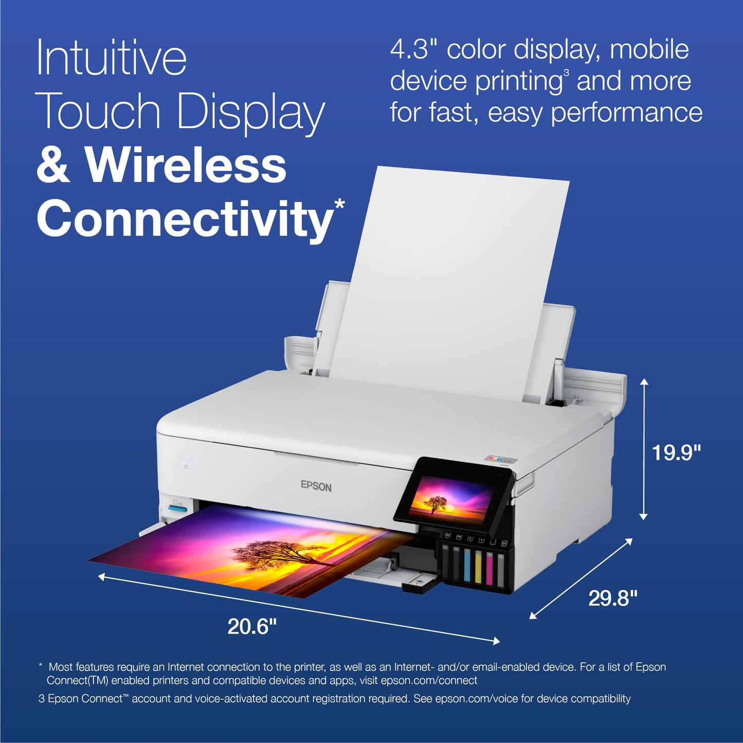 Epson EcoTank Photo ET-8550 Wireless Wide-Format Color All-in-One Supertank Printer with High Resolution Scanner, Ethernet, USB, and Color Touchscreen