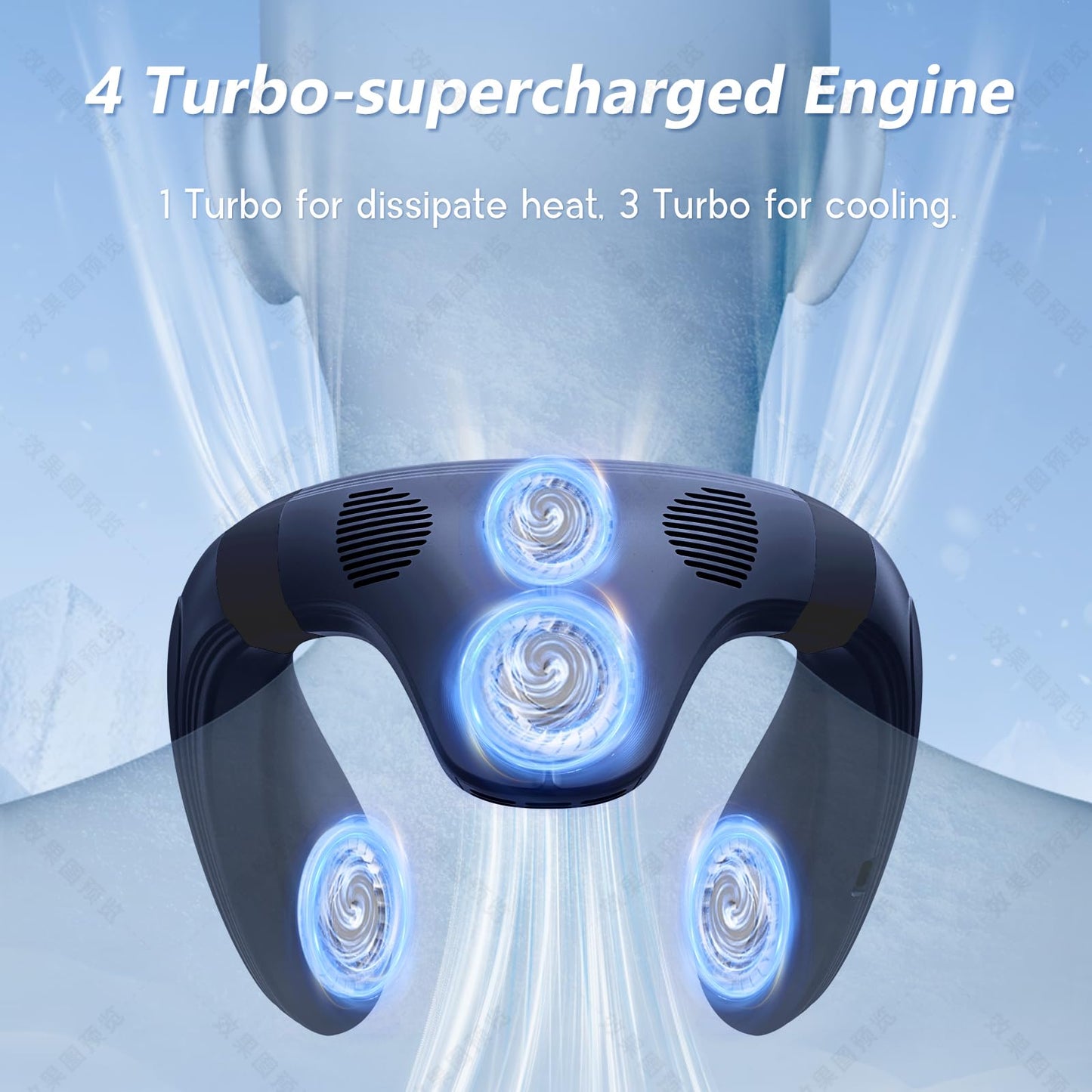 Agihoss Neck Air Conditioner Fans That Blow Cold Air Cooling Device Wearable Fan, 5200mAh Battery Operated Rechargeable Personal Fan, Blue