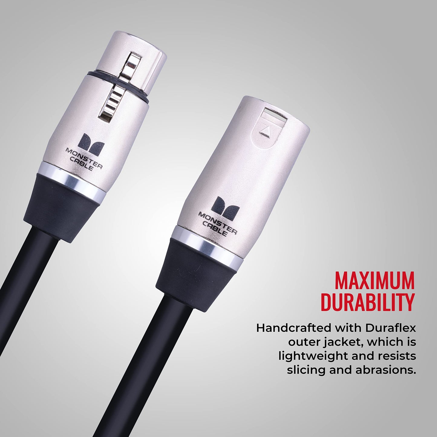Monster Prolink Performer 600 Microphone Cable - Engineered with Custom XLR Connectors, Microfiber Dielectric, Duraflex Jacket, and Carbon Polymer
