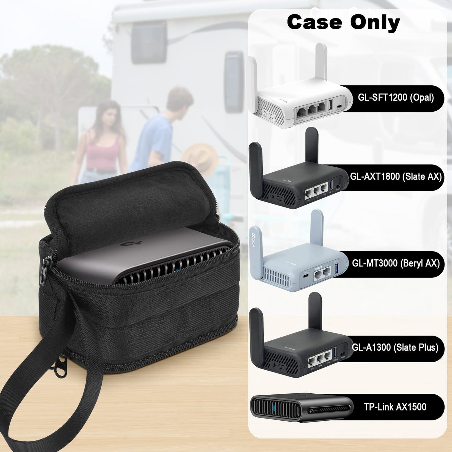 Travel Router Case for GL.iNet GL-MT3000/ GL-AXT1800/ GL-SFT1200/ GL-A1300/ TP-Link AX1500 Travel Routers, Portable WiFi Storage Holder,Waterproof