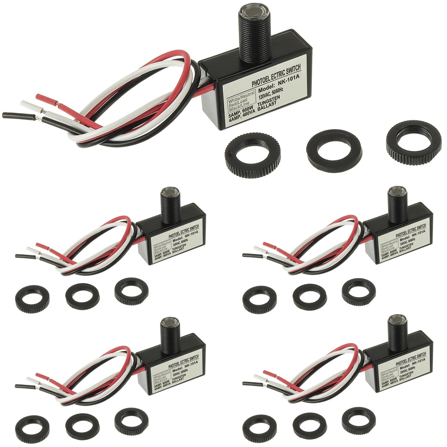 JAMHER 5 Pack 105V-130V AC Photocell Light Sensor Light Control Sensor Button Switch Dusk to Dawn Sensor for Outdoor Lighting Photoelectric Switch