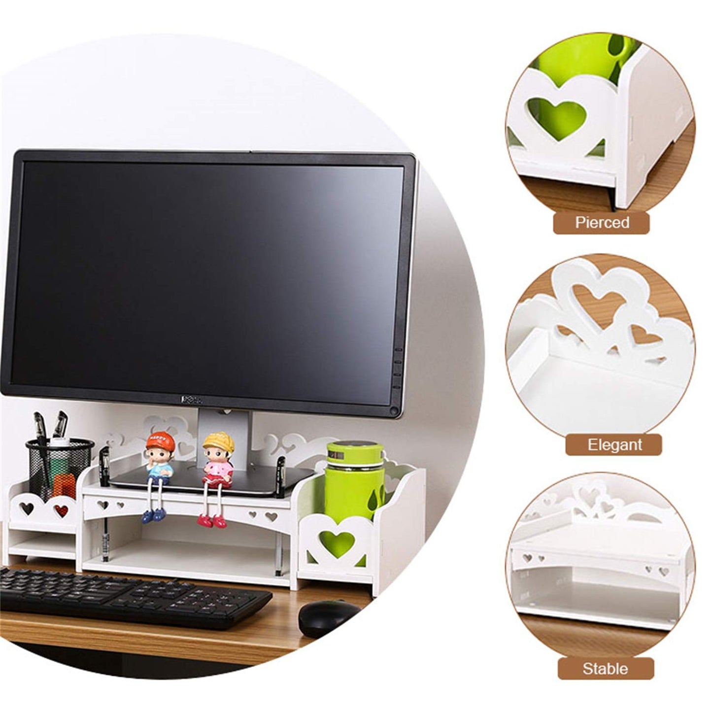 YUMUO Wooden Monitor Stand Riser Screen Riser Monitor Riser Screen Stand Desk Attachment Screen Enhancement Desktop Organizer Display mounting Rack
