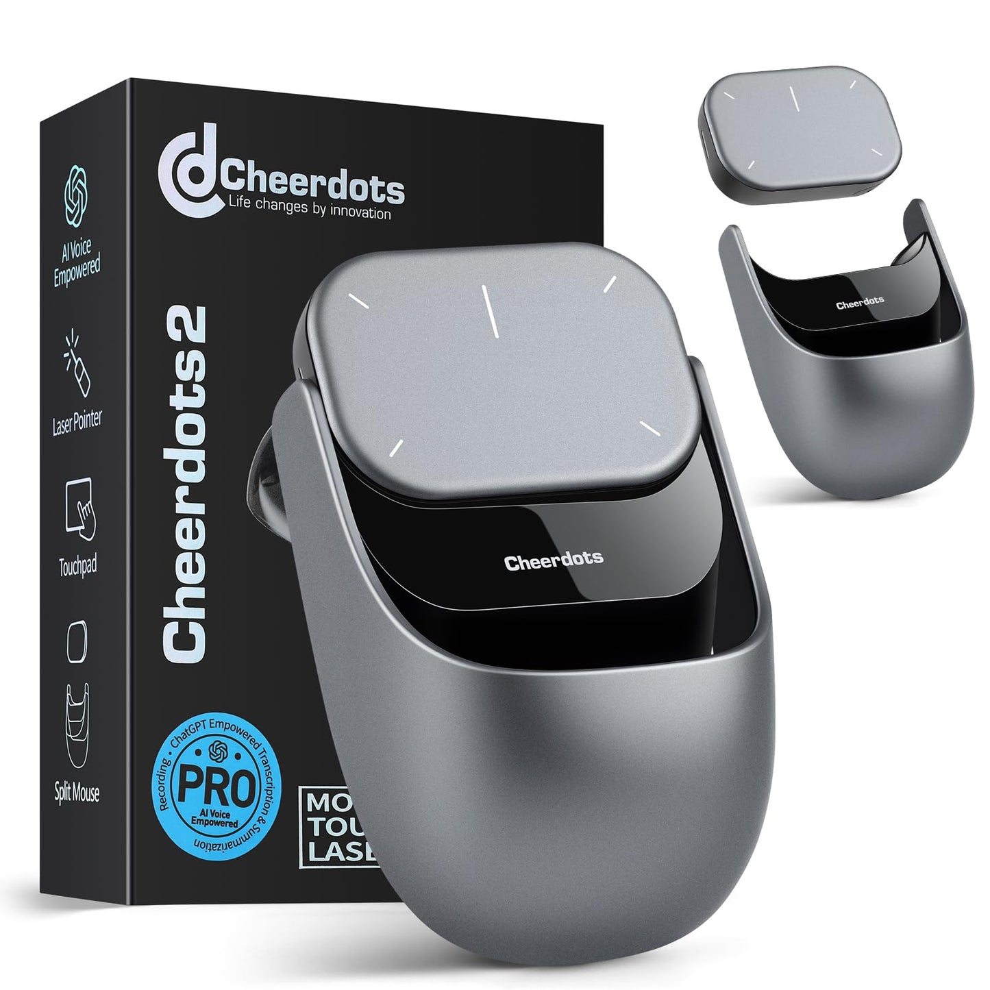 OIKKEI Wireless Productivity Mouse for Meetings & Presentations, Detachable Air Mouse with Recording, Transcription & Meeting Summaries, Bluetooth