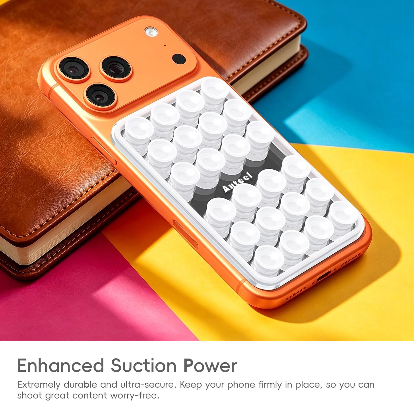 Anteel Magnetic Suction Cup Phone Case Mount with Built-in Mirror, Magnetic Back with Additional Mirror Effect, Thickened and Enhanced Suction Power