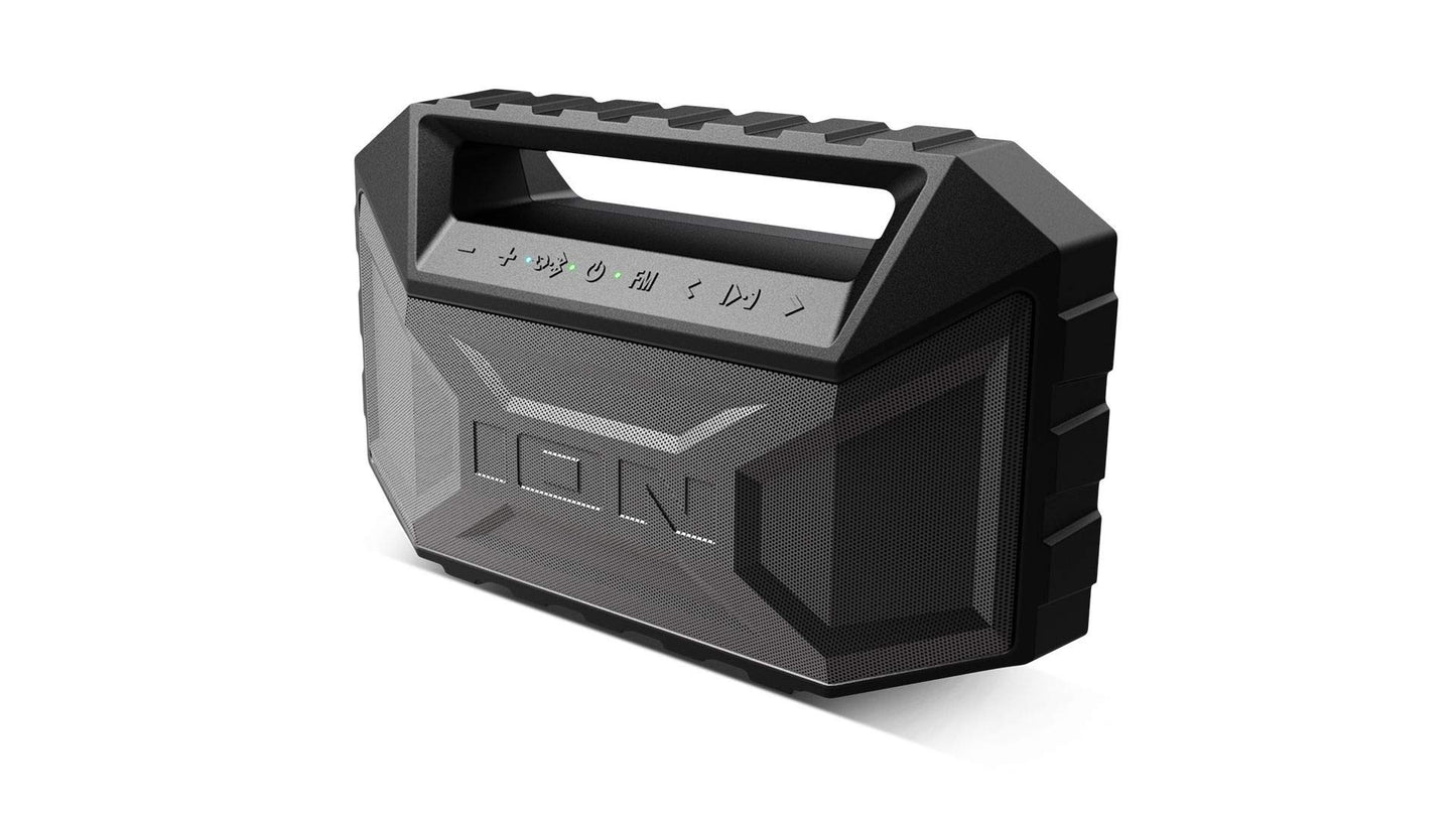 ION AQUABOOM MAX - Waterproof Bluetooth Speaker Mudproof/Sandproof Stereo Boombox and FM Radio (5 Pack) (Renewed)