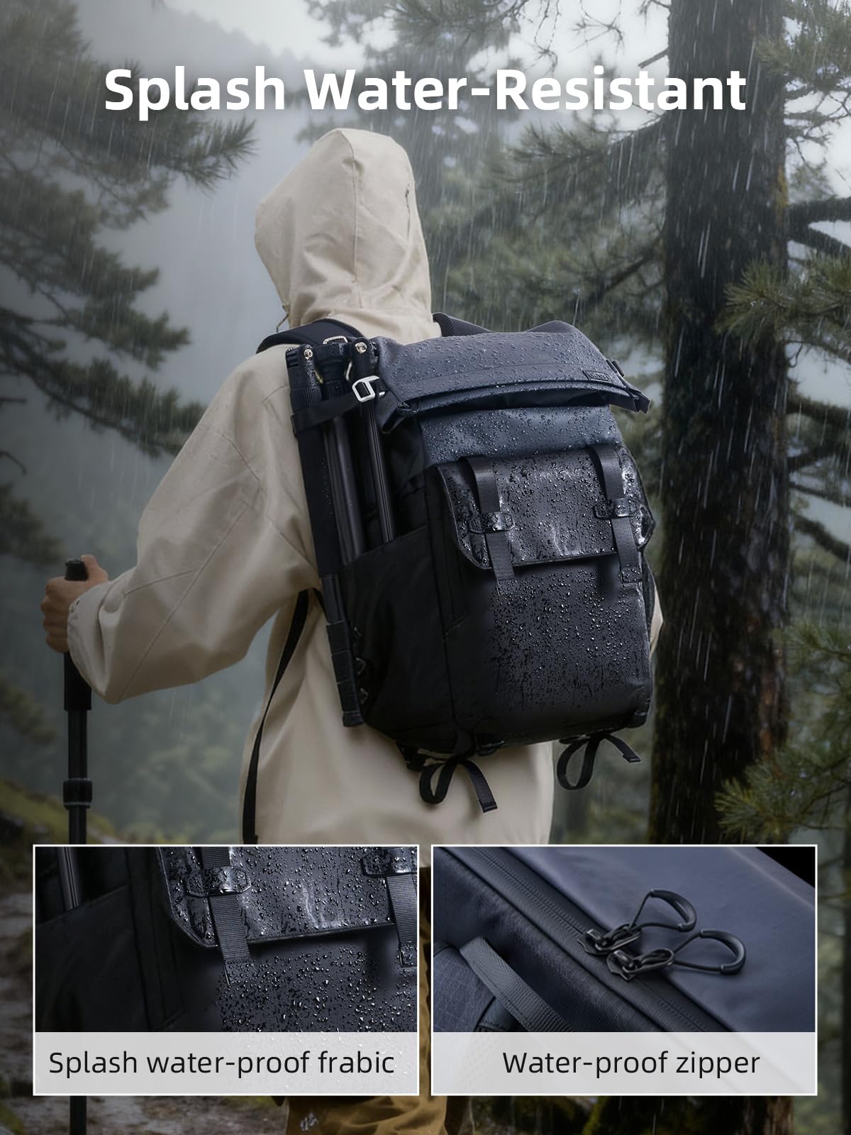 llano 25L Camera Backpack, Camera Bag for Sony Canon Nikon Drone, DSLR Mirrorless Bag for Photography, Expanable Rolltop Travel Backpack, 15,6"