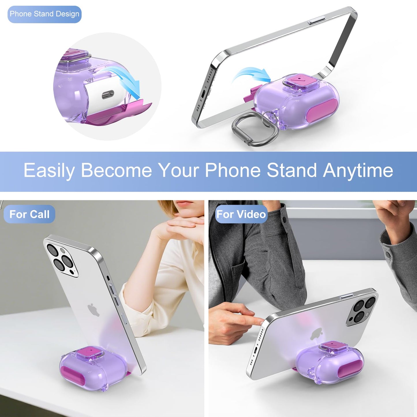 Wacanc for AirPods 4th Gen Case with Cleaning Kit&Phone Stand,Secure Lock TPU Protective Cover Compatible with AirPods 4 (2024),Full Protection