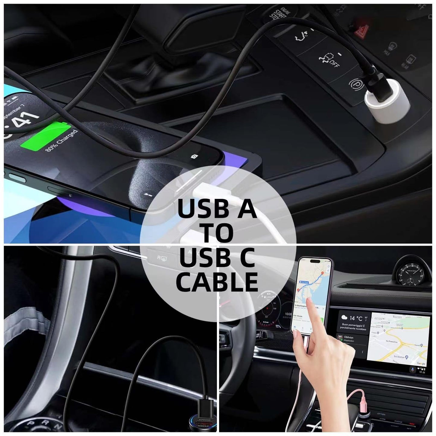 AHDFWI Carplay Cable Cord Compatible with iPhone 16 17 USB A to USB C Cable for 17 Air/17 16 15 Pro Max ?Plus, Pro 12.9/11, 10th Gen, Air 5th