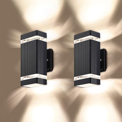 LMP 2 Pack LED Square Up and Down Lights Outdoor Wall Light?Body in Aluminum Waterproof Outdoor Wall Lamps?3000k 5W with Certificate ETL