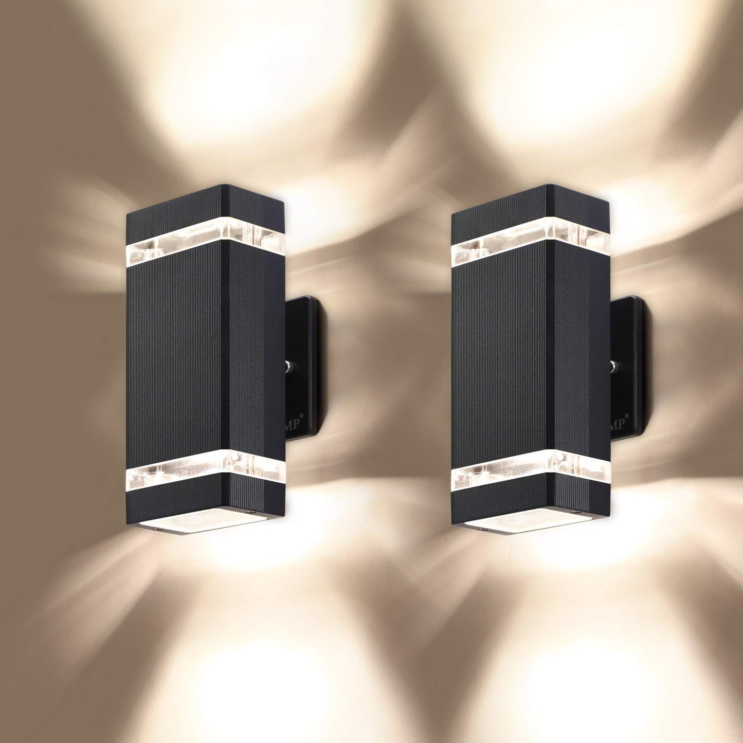 LMP 2 Pack LED Square Up and Down Lights Outdoor Wall Light?Body in Aluminum Waterproof Outdoor Wall Lamps?3000k 5W with Certificate ETL
