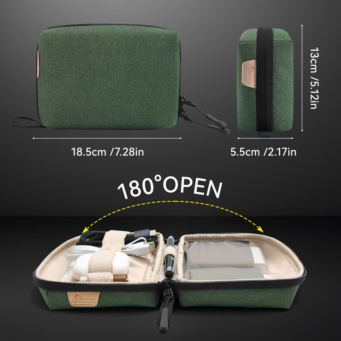 SIMTOP Small Electronics Organizer Travel Case, Portable Tech Case Pouch for Cable, Charger, Phone & Earbuds - Water-Resistant Cord Storage for