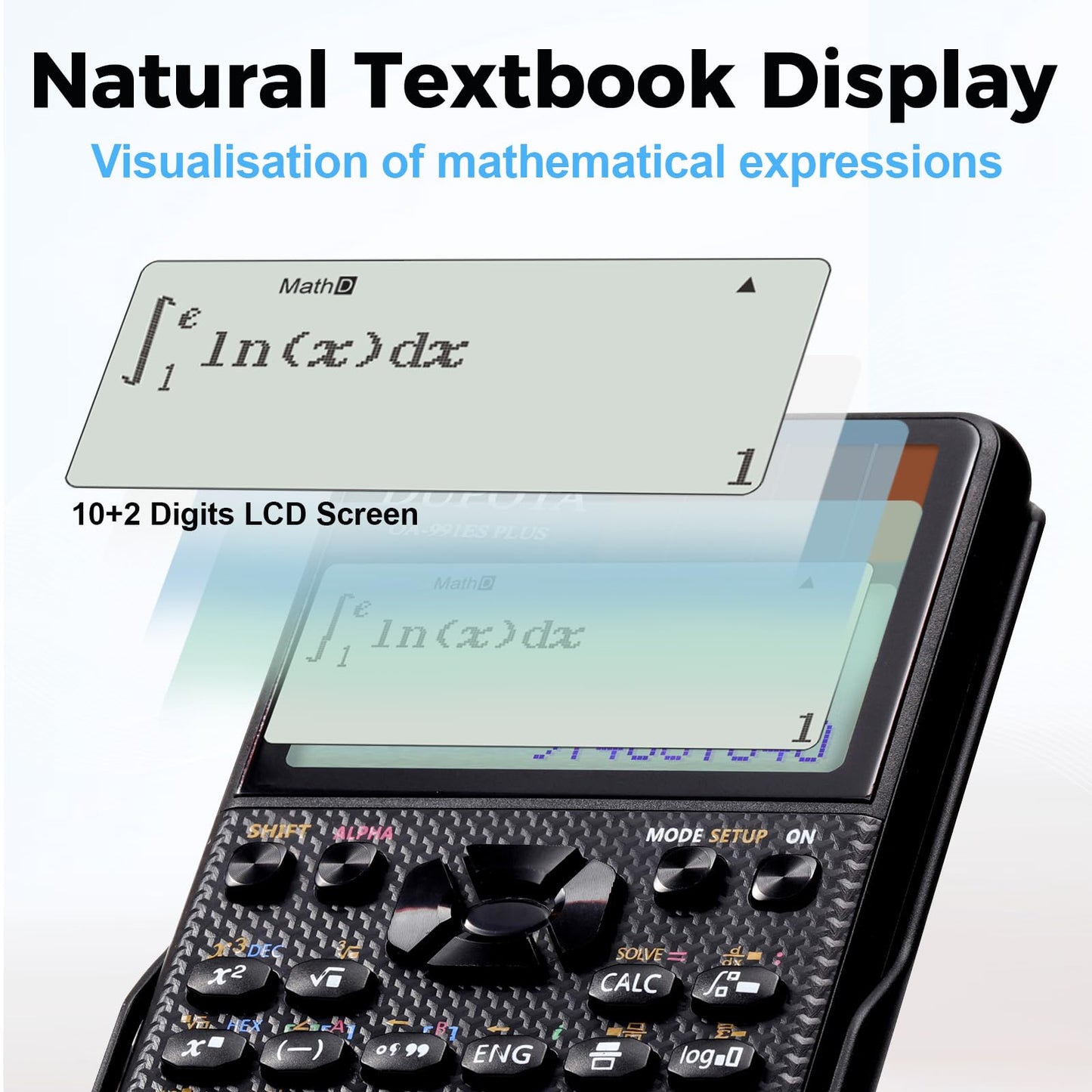 DUPOTA OA-991ES Plus Scientific Calculator with Natural Formula Visualization Display 417 Functions Dual Power & Lightweight Design for High School