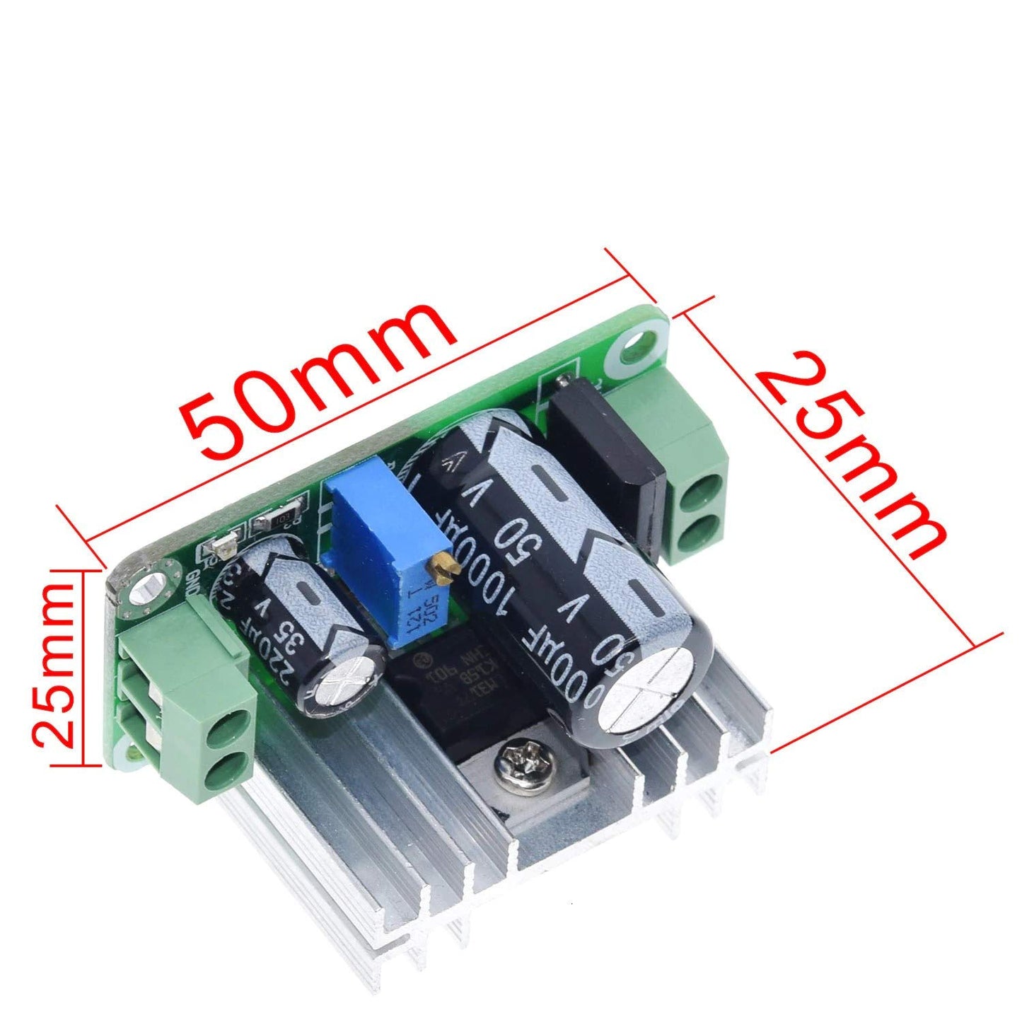 5-35VDC or 5-22VAC to 1-34VDC LM317T Adjustable Step Down Linear Regulator Converter Power Supply Module