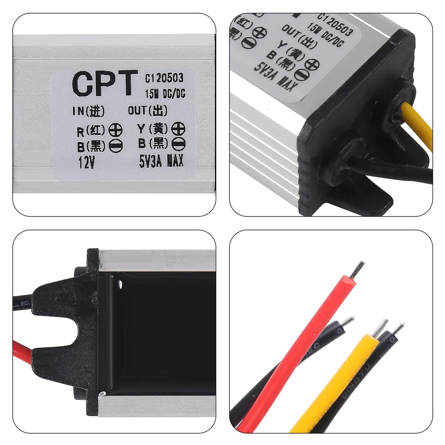 12V to 5V DC Converter Car Power Voltage, Waterproof DC 6.3-22V 12V Step Down to 5V 3A 15W Voltage Regulator Buck Converter Power Supply Step-Down…
