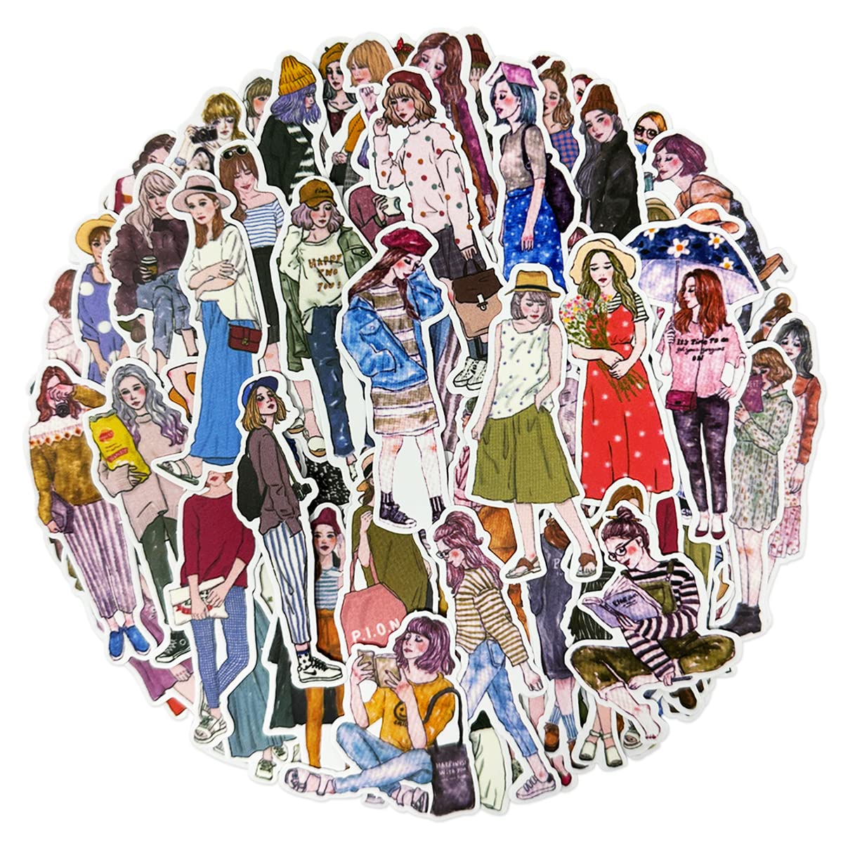 allydrew Fashion Women People Vinyl Stickers for Scrapbooking, Journaling, Water Bottles, 100pcs, Lifestyle Ladies