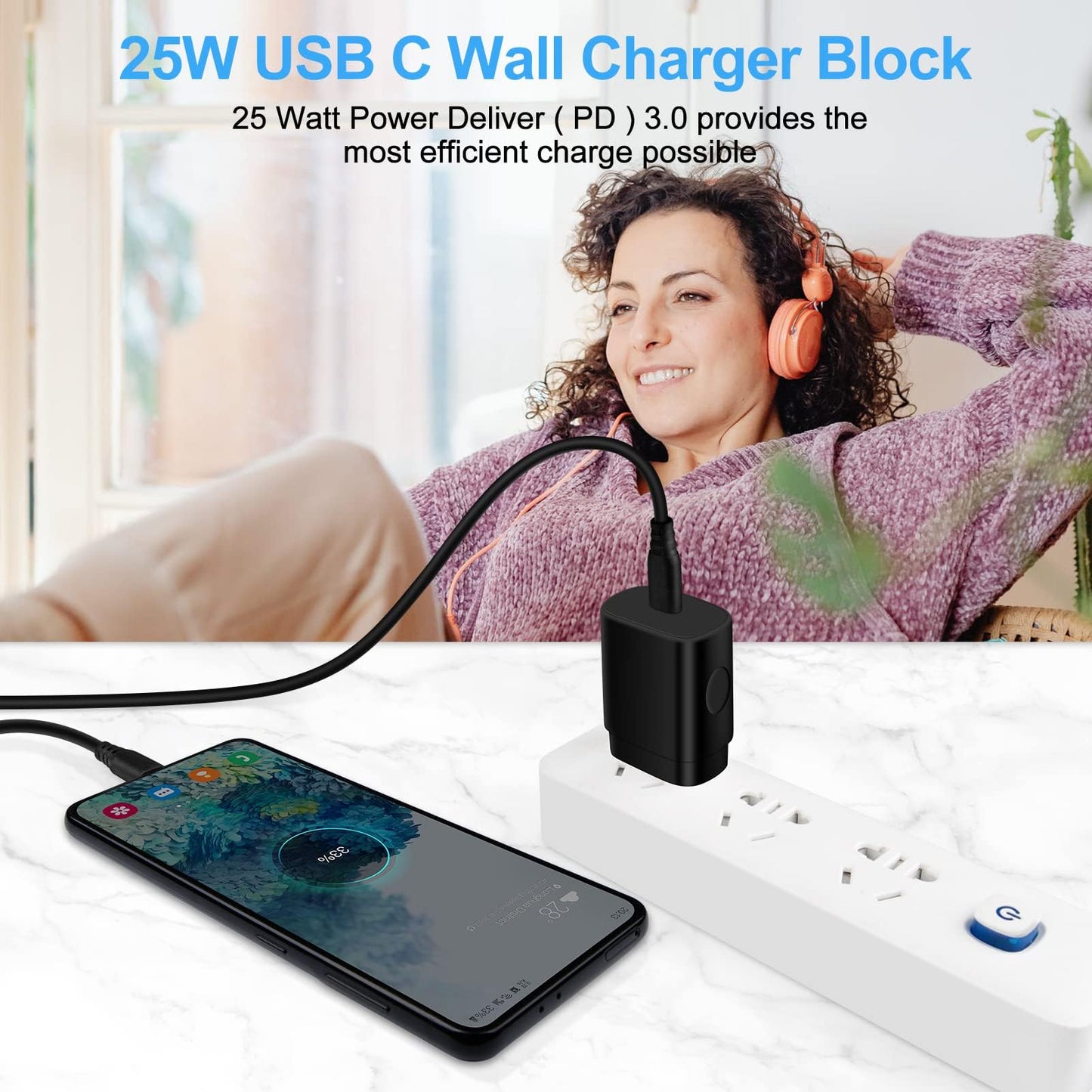 25W Samsung Super Fast Type C Charger Block for Samsung Galaxy A17 A16 5G/S26 Ultra/A56/A14/A54/S25FE/A23/S24/A15/A35/A25/S23 Plus/Z Fold7,Pixel 10