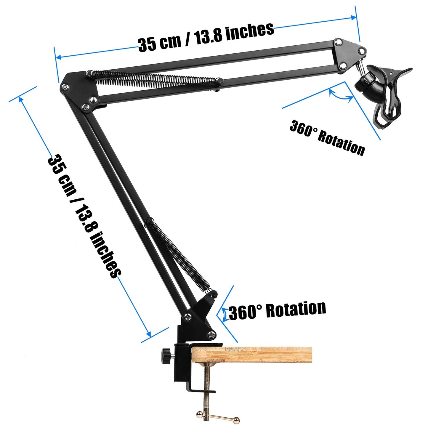 WANBY Overhead Phone Stand Articulating Arm Table Stand Mount Flexible 360° Rotation Cell Phone Clip Holder for All Smart Phone Microphone