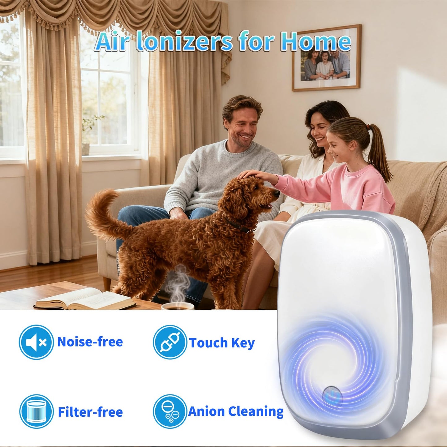 Cat Litter Deodorizer, 99% Odor Eliminator for Pet Odors, Plug In Negative Ion Air Purifier for Litter Box Box, Dog Bed, Home, Kitchen, Bathroom