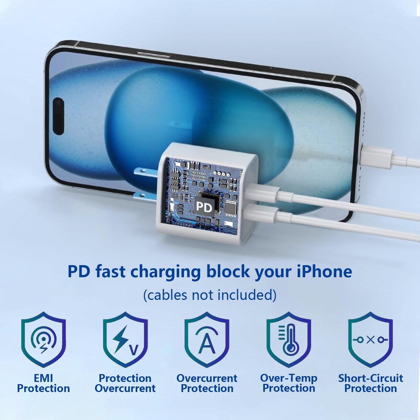Dual USB C Charger Block for Apple Watch Series 11 10 iWatch iPhone iPad AirPods Pro,Wireless Charger Pad, 2 Port Type C Fast Charging 20W PD Power