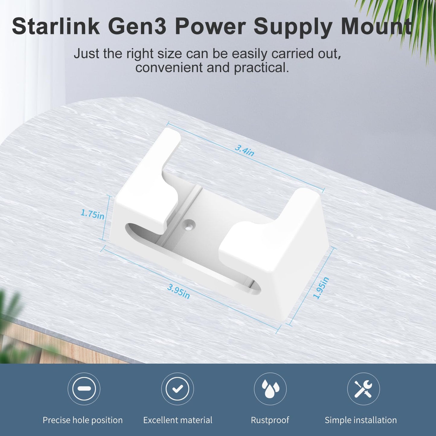 Starlink Gen 3 Power Supply Wall Mount - Secure Adhesive & Screw Mount Bracket Holder with Cable Management, Compatible with Starlink Standard Gen 3
