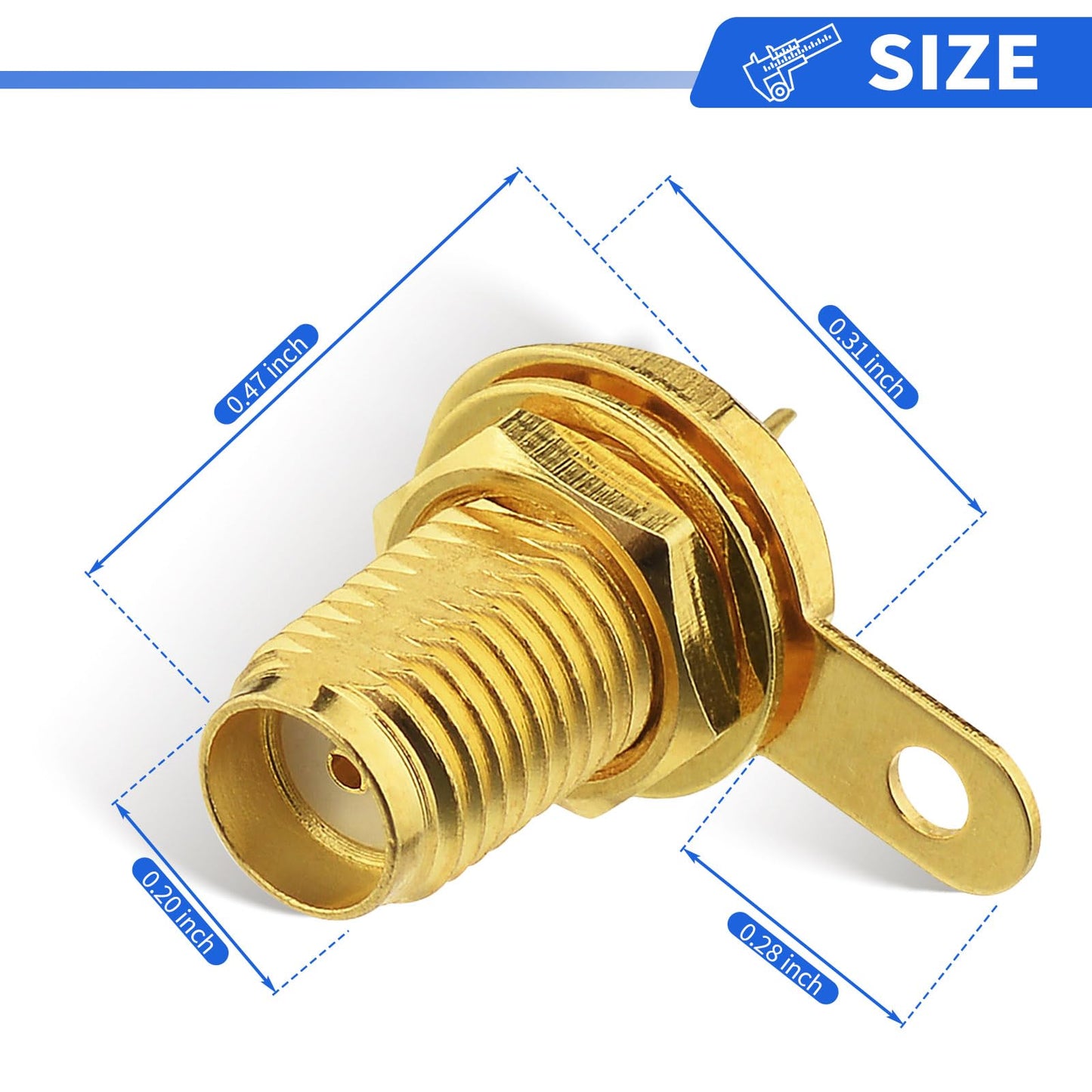 wlaniot SMA Female Connector SMA Coaxial Panel Mount Connector with Bulkhead Nut and Solder Cup Terminal 5pcs