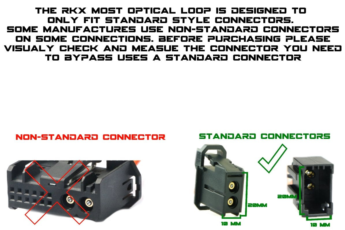 RKX MOST fiber optic optical loop bypass MALE adapter for Radio Audio. Compatible with Mercedes BMW Audi and Porsche