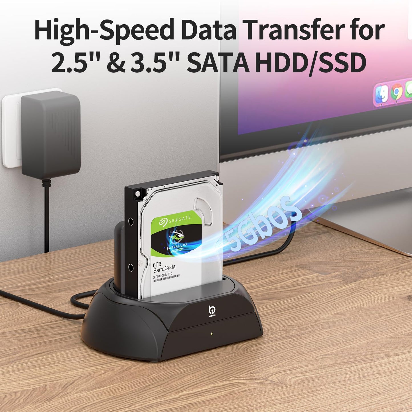 Hard Drive Docking Station, Pcie NVMe Adapter with Cooling Fan Superior Cooling Efficiency, External Hard Drive Reader Compatible with M.2 NVMe/SATA