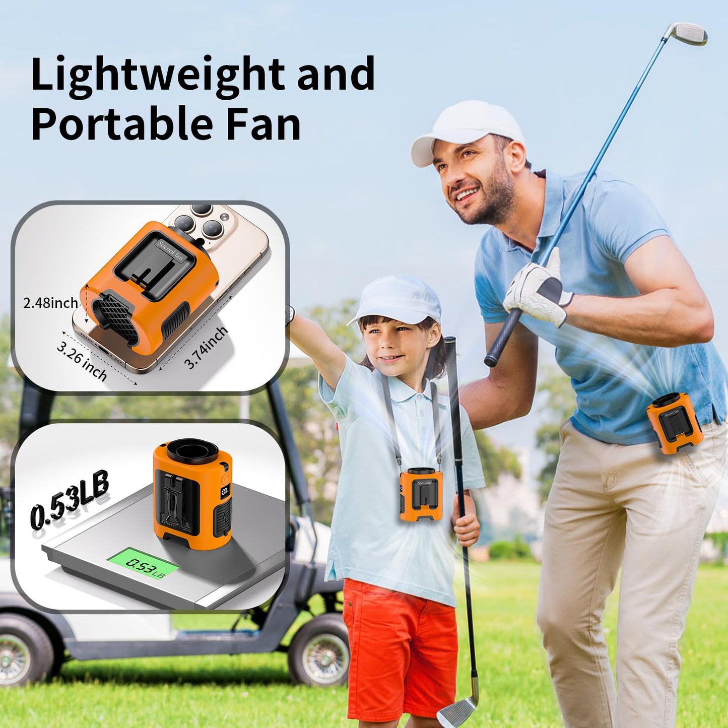 Socool Portable Waist Fan Clip on Wearable Belt, Mini Personal Fans Rechargeable, 4 Speeds 13000RPM, 25H Cooling Shirt Fan Battery Operated, Neck Fan