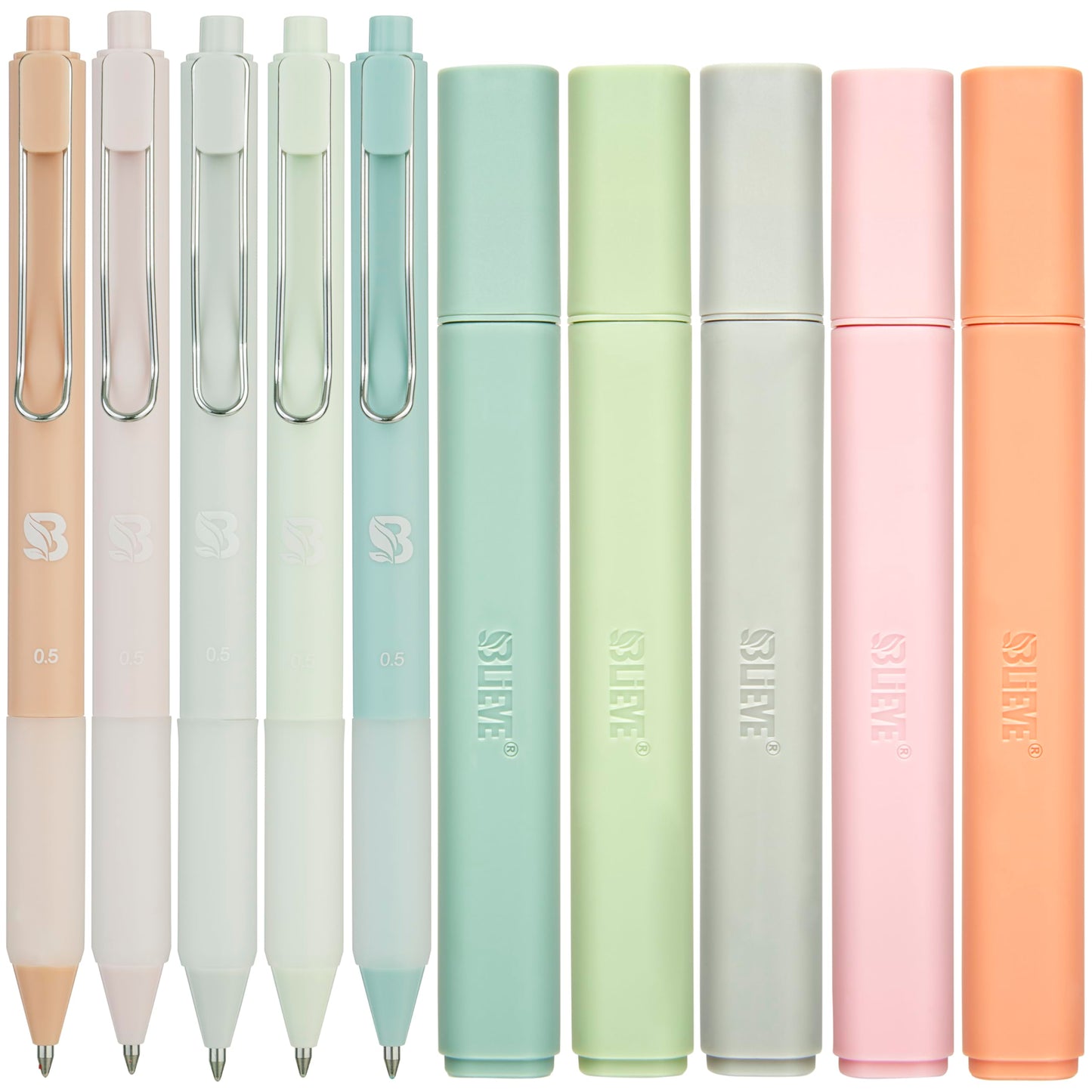 BLIEVE Bible Highlighters And Pens No Bleed, Chisel Tip & Rollerball Pens, Multicolor Ink, Comfort Grip & Fast Dry, Cute Bible Journaling (PASTEL)