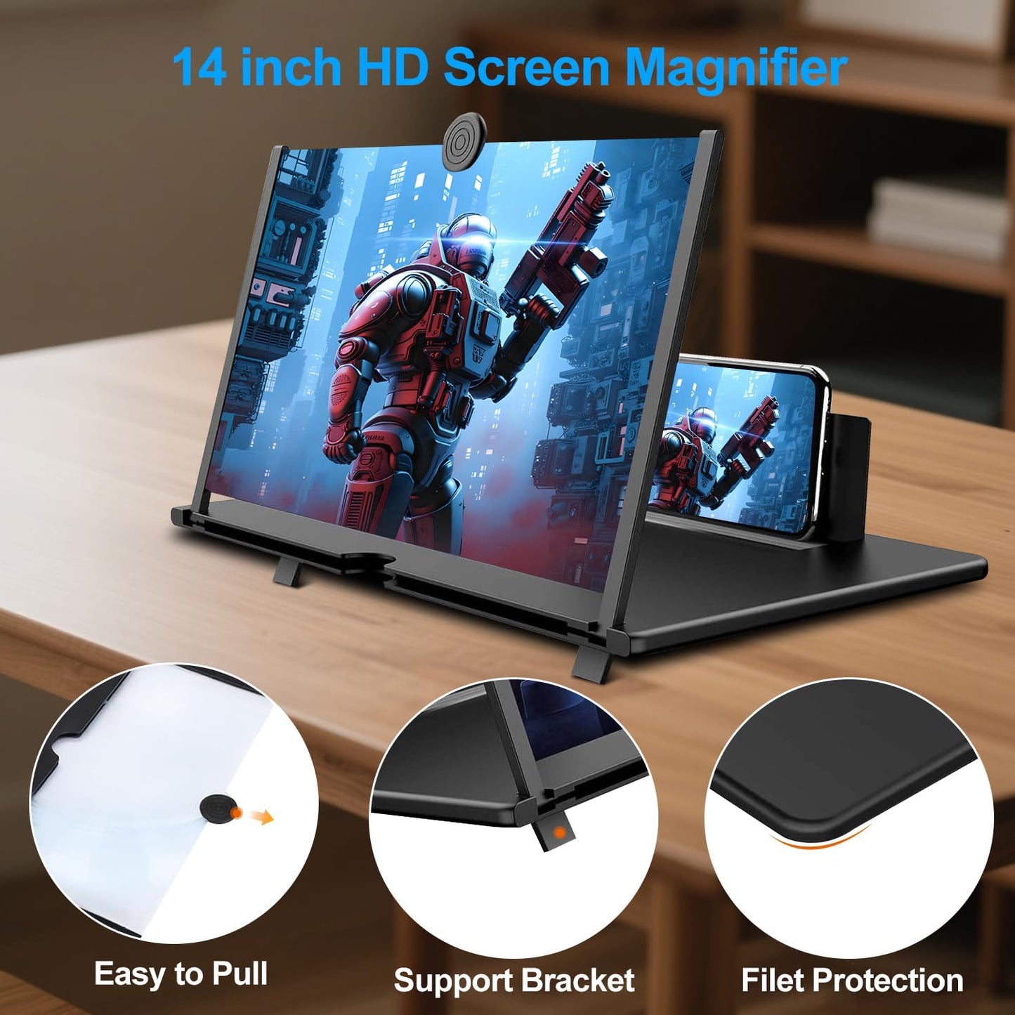 Zrgzob Screen Magnifier for Cell Phone, 3D HD Foldable Portable Mobile Phone Projector Screen for Movies, Videos, and Gaming - 12 Inch