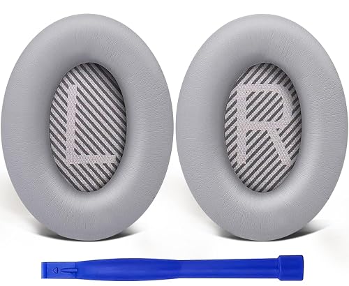 SoloWIT Earpads for Bose QC35/QC35 II Over-Ear Headphones, Softer Leather, Noise Isolation Foam - PL Silver