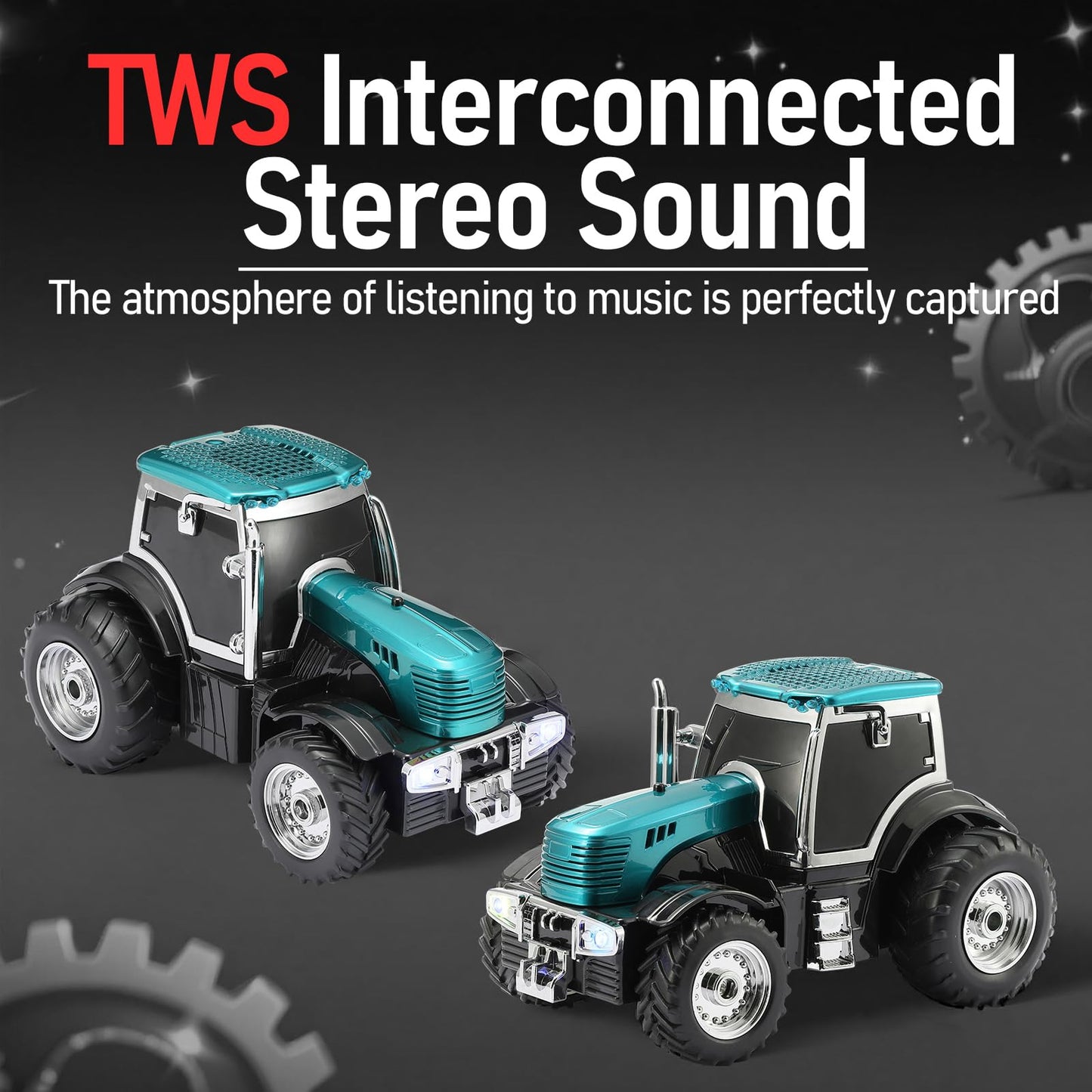 WSTER WS-560 Modern Tractor Bluetooth Replica Speaker - Portable Wireless Speaker with HD Sound, TWS, LED Party Light, USB/TF, FM, Built-in