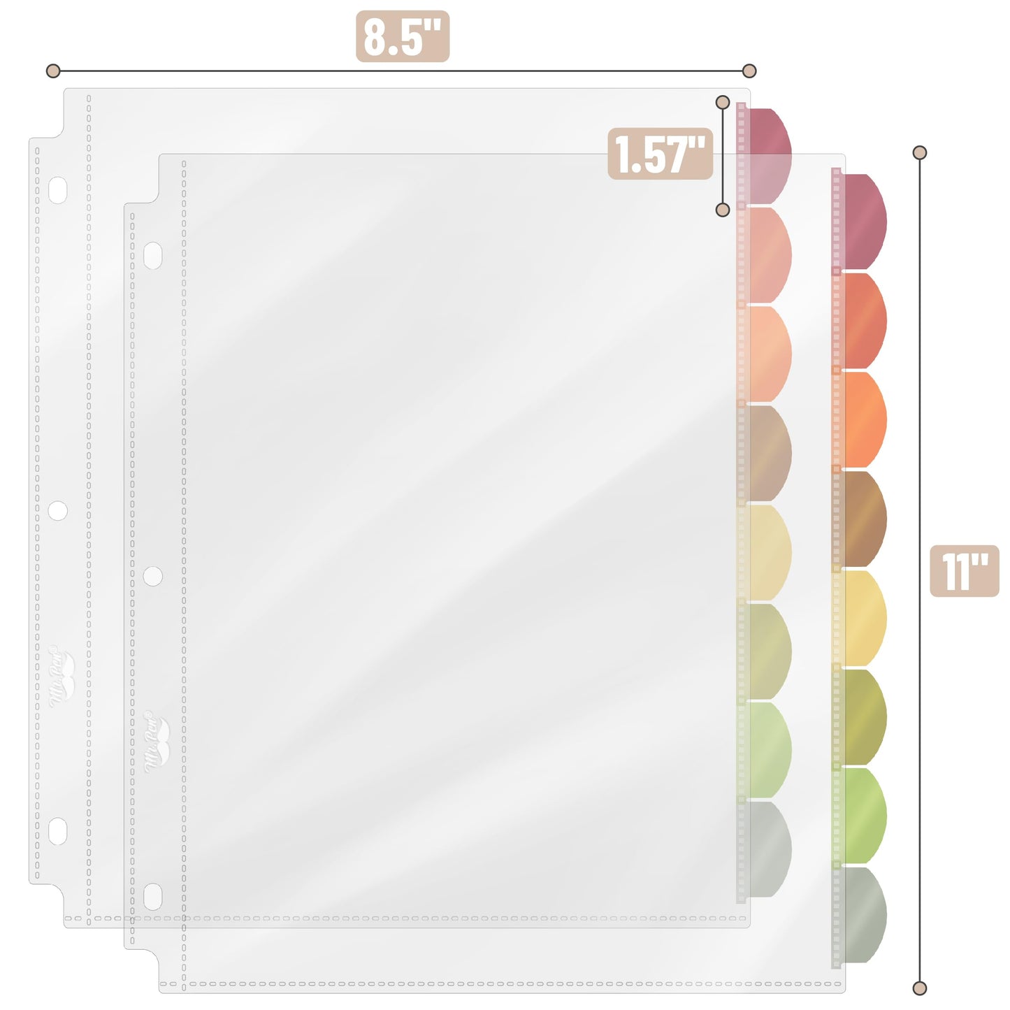 Mr. Pen- Clear Sheet Protectors with Tabs, 8.5x11 Inches, 8 Tabs, 2 Sets | Durable Clear Plastic Dividers for 3 Ring Binders, Insertable Index Page