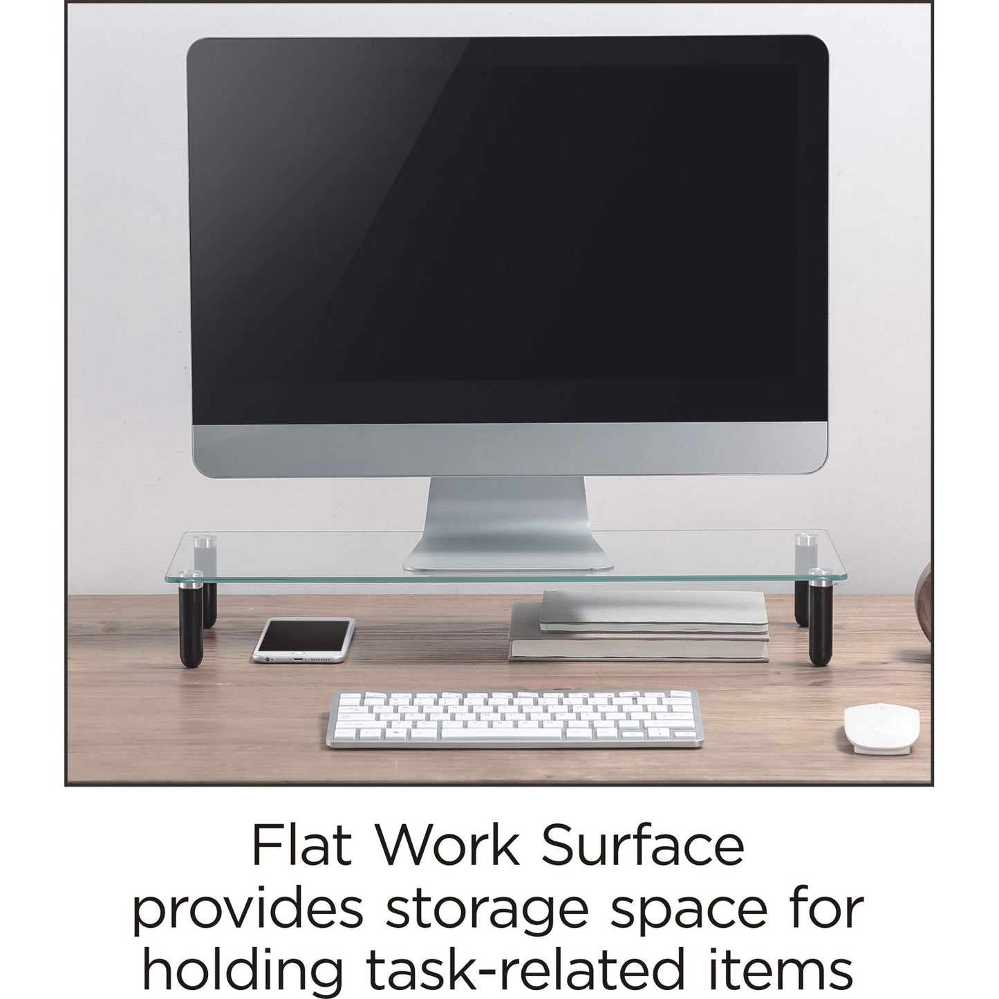 Lorell 4-Leg Single Shelf Glass Monitor Stand