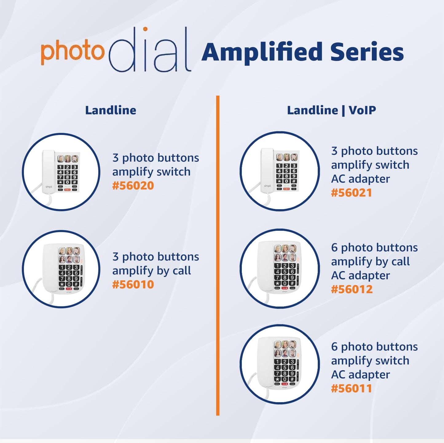 SMPL Hands-Free Dial Corded Phone with Photo Memory, One-Touch Dialing, Large Buttons, Flashing Alerts - For Seniors, Hearing Impaired