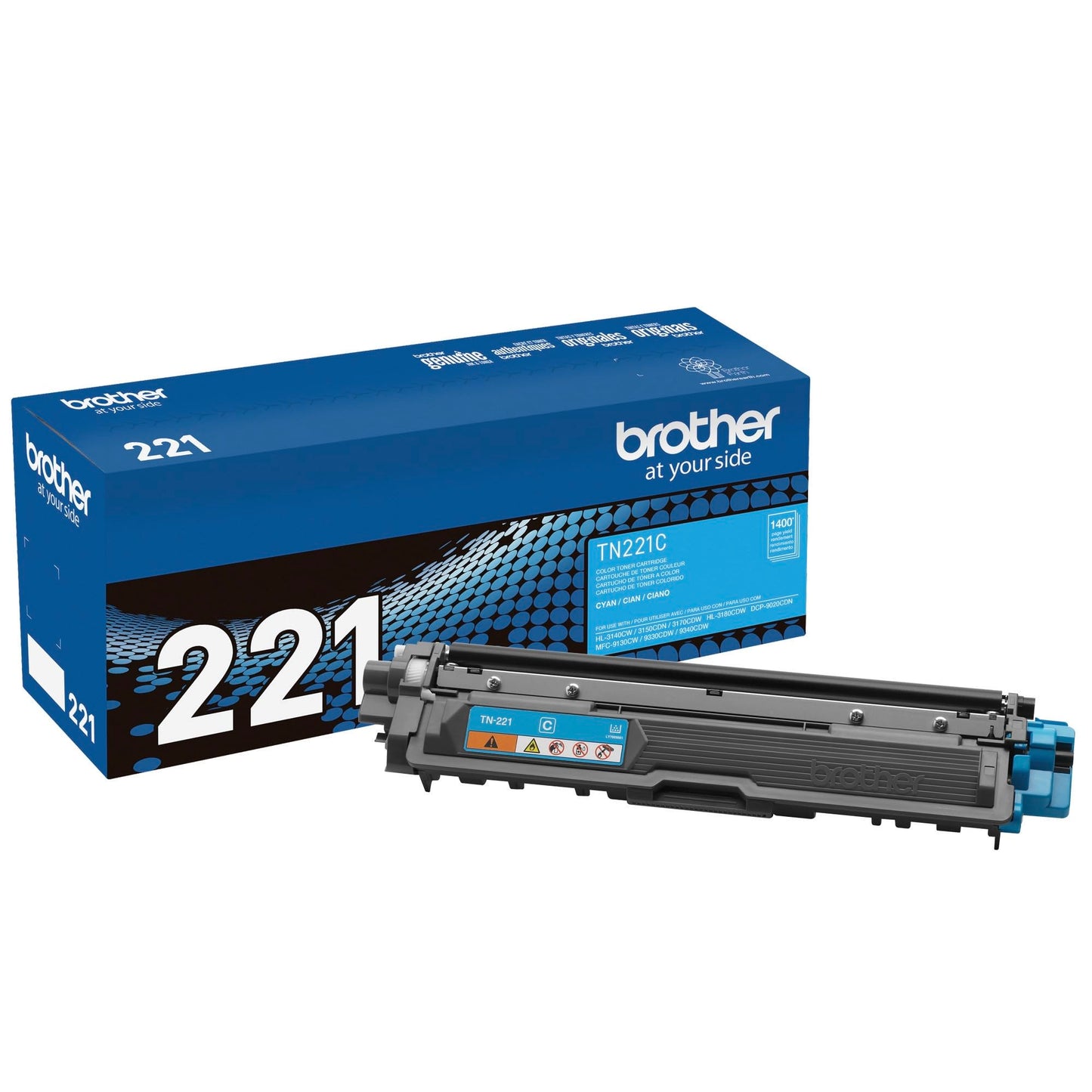 Brother Genuine Standard Yield Toner Cartridge, TN221C, Replacement Cyan Color Toner, Page Yield Up to 1,400 Pages, Amazon Dash Replenishment