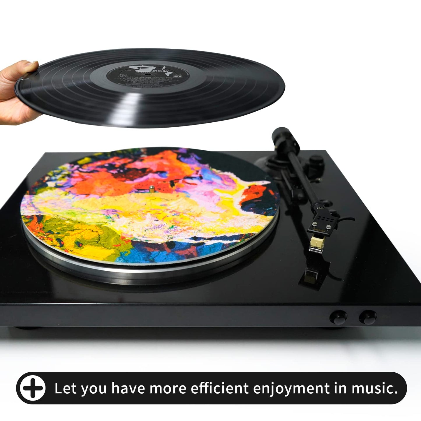 sdroceRyaM 3mm Turntable Mat, Slipmat Anti-Static for 12 Inches LP Vinyl Record High-Fidelity Audiophile Acoustic Sound Support, Help Reduce Noise Due