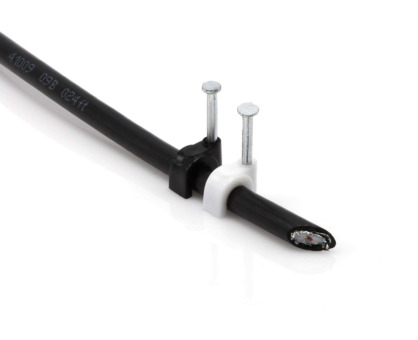 THE CIMPLE CO Single Coaxial Cable Clips 1/4 in - Indoor/Outdoor Cable Fasteners for Coax, Ethernet, CAT, Wires, and Tubing - Wire Clips with Nails