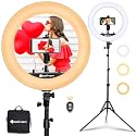 Yesker Ring Light 18 Inch with Stand Tripod Big Selfie Ringlight Adjustable 6000K Dimmable LED Portable Professional Ring Lights Kit Phone Holder