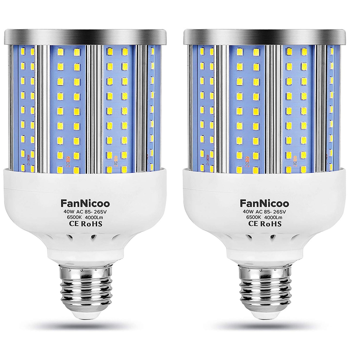 2 Pack 280W Equivalent LED Corn Light Bulb, 4000 Lumen 6500K Cool White Daylight 40W LED Corn Lamp,E26/E27 Medium Base,for Indoor Outdoor Warehouse