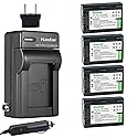Kastar Battery (4-Pack) + Charger Replacement for Sony NP-FH50 NP-FH40 NP-FH30 DSLR-A230 DSLR-A330 DSLR-A290 DSLR-A380 DSLR-A390 HDR-TG1E HDR-TG3