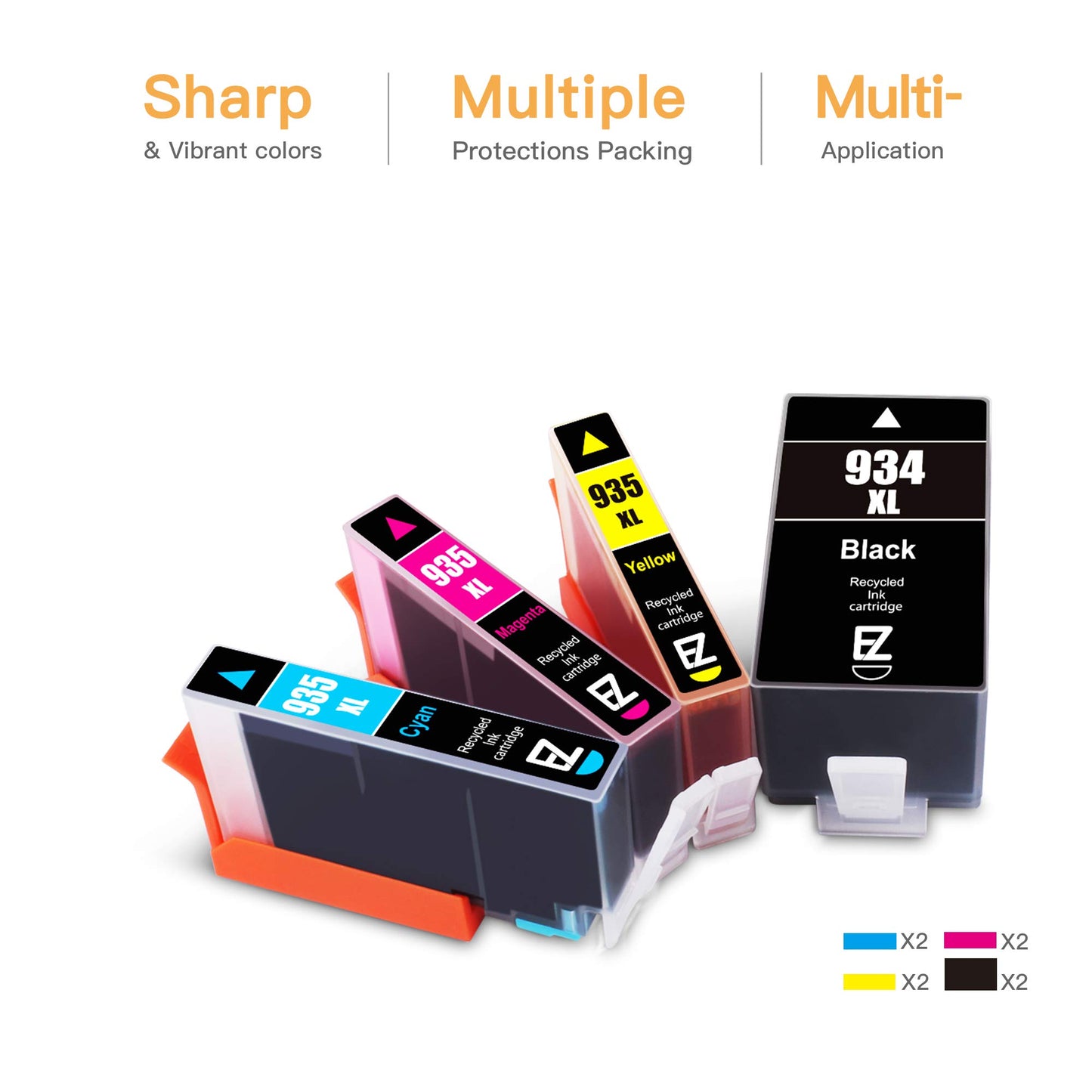 E-Z Ink (TM) Compatible Ink Cartridge Replacement for HP 934 XL 935 XL 934XL 935XL to use with Officejet 6230 6830 6815 6812 6835 6820 Printer (2